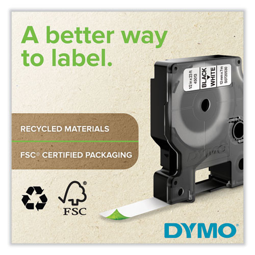 D1 Standard Labels, 0.5" X 23 Ft, Black Print On White Tape, 6/pack D1 Standard Labels, 0.5" X 23 Ft, Black Print On White Tape, 6/pack
