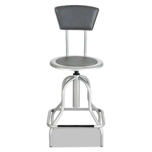 Diesel Industrial Stool With Back, Supports Up To 250 Lb, 22" To 27" Seat Height, Pewter