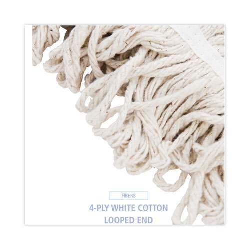Mop Head, Pro Loop Web/tailband, Premium Standard Head, Cotton, 32-oz., White