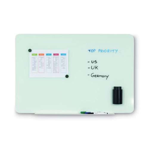 Magnetic Glass Dry Erase Board, 48 X 36, Opaque White