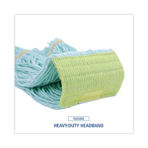Ecomop Looped-end Mop Head, Recycled Fibers, Extra Large Size, Green Ecomop Looped-end Mop Head, Recycled Fibers, Extra Large Size, Green