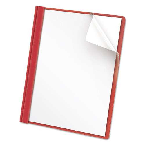 Clear Front Report Cover, Prong Fastener, 0.5" Capacity, 8.5 X 11, Clear/red, 25/box Clear Front Report Cover, Prong Fastener, 0.5" Capacity, 8.5 X 11, Clear/red, 25/box