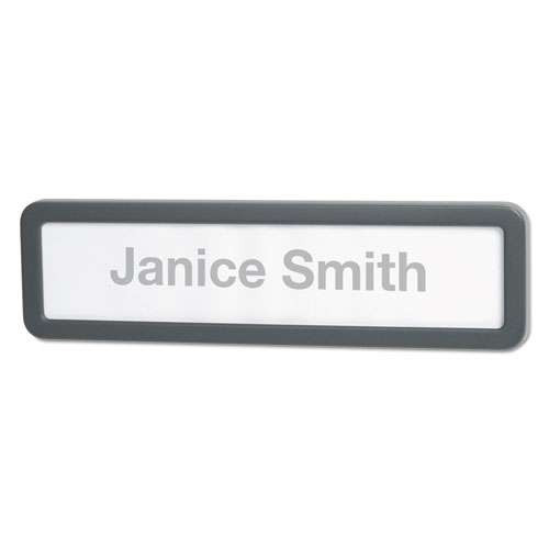 Recycled Cubicle Nameplate With Rounded Corners, 9 X 2.5, Charcoal