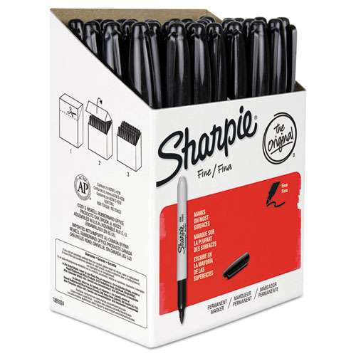 Fine Tip Permanent Marker, Fine Bullet Tip, Red, Dozen
