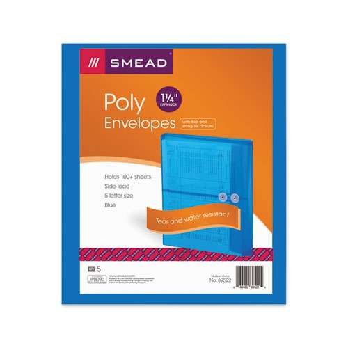 Poly Interoffice Envelopes, Side Load (horizontal), String And Button Closure, 9.75 X 11.63, Transparent Blue, 5/pack Poly Interoffice Envelopes, Side Load (horizontal), String And Button Closure, 9.75 X 11.63, Transparent Blue, 5/pack