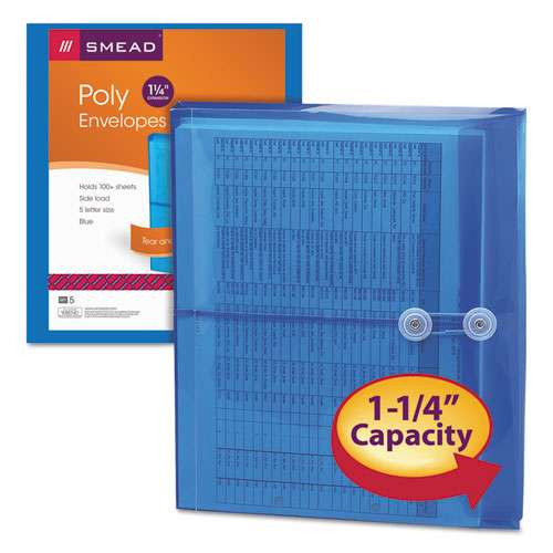 Poly Interoffice Envelopes, Side Load (horizontal), String And Button Closure, 9.75 X 11.63, Transparent Blue, 5/pack Poly Interoffice Envelopes, Side Load (horizontal), String And Button Closure, 9.75 X 11.63, Transparent Blue, 5/pack