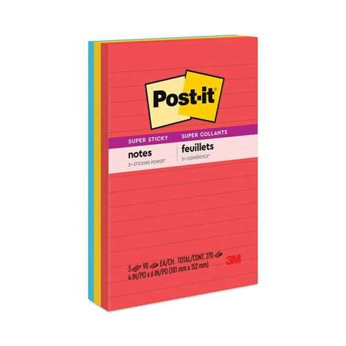 Pads In Playful Primary Collection Colors, Note Ruled, 4" X 6", 90 Sheets/pad, 3 Pads/pack Pads In Playful Primary Collection Colors, Note Ruled, 4" X 6", 90 Sheets/pad, 3 Pads/pack