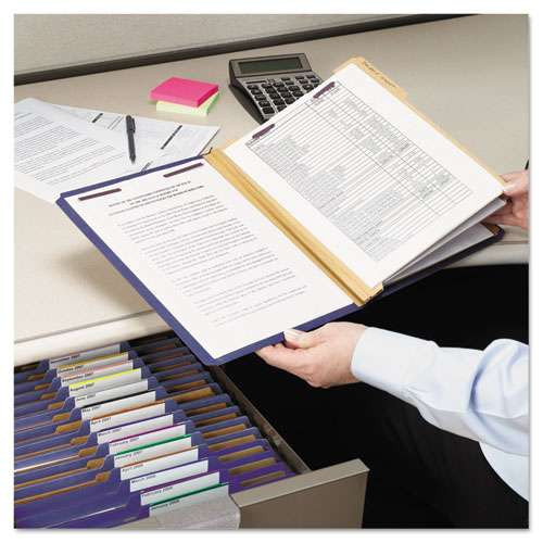Eight-section Pressboard Top Tab Classification Folders With Safeshield Fasteners, 3 Dividers, Letter Size, Dark Blue, 10/box