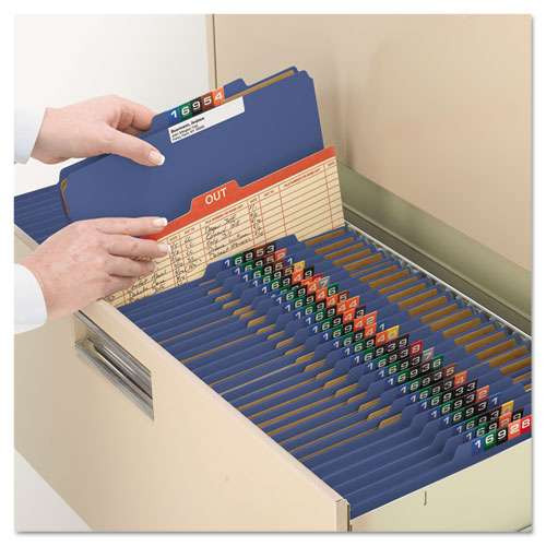 Eight-section Pressboard Top Tab Classification Folders With Safeshield Fasteners, 3 Dividers, Letter Size, Dark Blue, 10/box