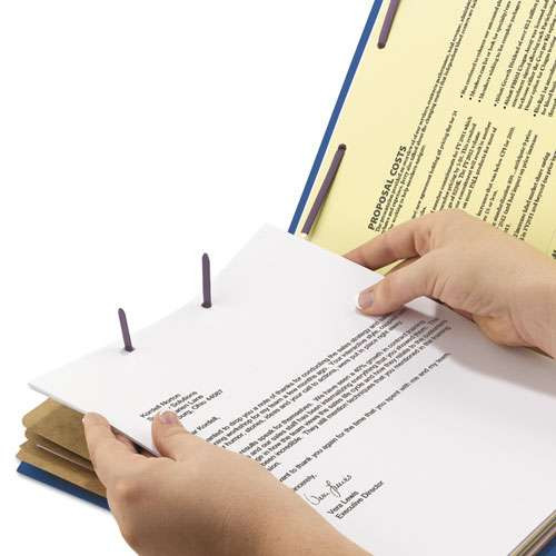 Eight-section Pressboard Top Tab Classification Folders With Safeshield Fasteners, 3 Dividers, Letter Size, Dark Blue, 10/box