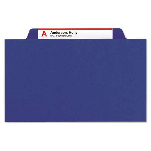 Eight-section Pressboard Top Tab Classification Folders With Safeshield Fasteners, 3 Dividers, Letter Size, Dark Blue, 10/box