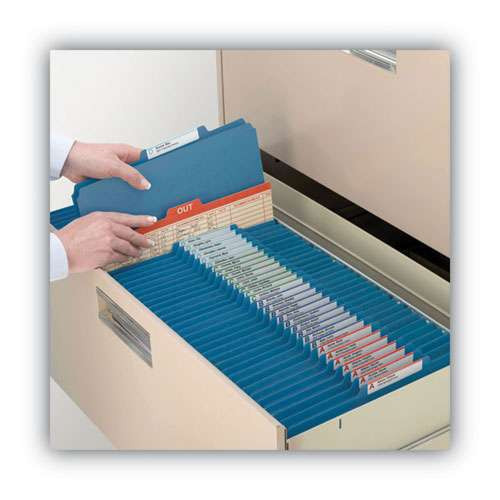 100% Recycled Pressboard Classification Folders, 2 Dividers, Letter Size, Dark Blue, 10/box