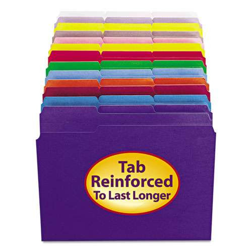 Reinforced Top Tab Colored File Folders, 1/3-cut Tabs: Assorted, Letter Size, 0.75" Expansion, Lavender, 100/box Reinforced Top Tab Colored File Folders, 1/3-cut Tabs: Assorted, Letter Size, 0.75" Expansion, Lavender, 100/box