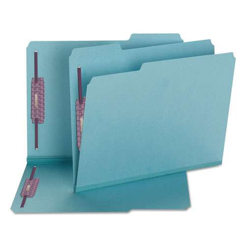 Colored Pressboard Fastener Folders With Safeshield Coated Fasteners, 2 Fasteners, Letter Size, Blue Exterior, 25/box