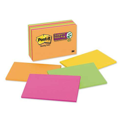 Meeting Notes In Energy Boost Collection Colors, Note Ruled, 8" X 6", 45 Sheets/pad, 4 Pads/pack