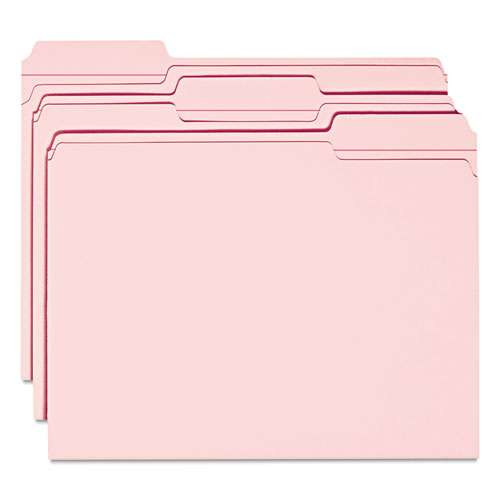 Reinforced Top Tab Colored File Folders, 1/3-cut Tabs: Assorted, Letter Size, 0.75" Expansion, Pink, 100/box Reinforced Top Tab Colored File Folders, 1/3-cut Tabs: Assorted, Letter Size, 0.75" Expansion, Pink, 100/box