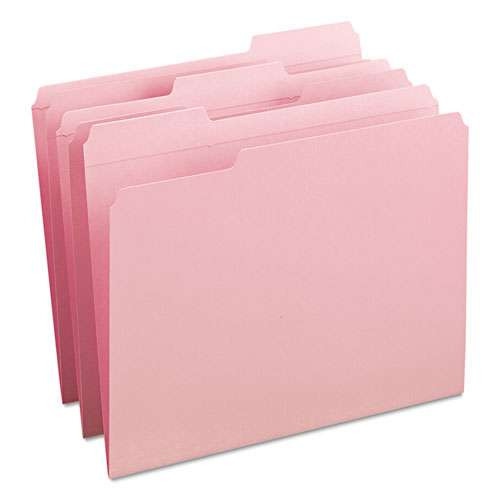 Reinforced Top Tab Colored File Folders, 1/3-cut Tabs: Assorted, Letter Size, 0.75" Expansion, Pink, 100/box Reinforced Top Tab Colored File Folders, 1/3-cut Tabs: Assorted, Letter Size, 0.75" Expansion, Pink, 100/box
