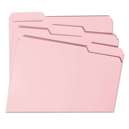Reinforced Top Tab Colored File Folders, 1/3-cut Tabs: Assorted, Letter Size, 0.75" Expansion, Pink, 100/box Reinforced Top Tab Colored File Folders, 1/3-cut Tabs: Assorted, Letter Size, 0.75" Expansion, Pink, 100/box