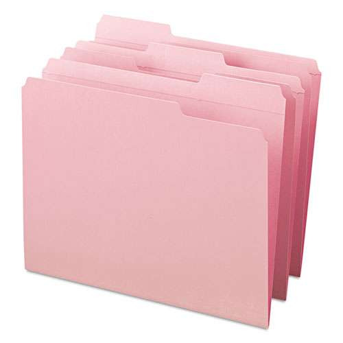 Reinforced Top Tab Colored File Folders, 1/3-cut Tabs: Assorted, Letter Size, 0.75" Expansion, Pink, 100/box Reinforced Top Tab Colored File Folders, 1/3-cut Tabs: Assorted, Letter Size, 0.75" Expansion, Pink, 100/box