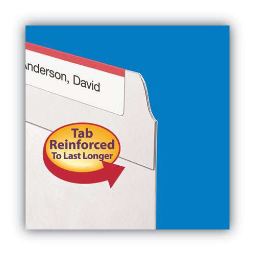 Reinforced Top Tab Colored File Folders, 1/3-cut Tabs: Assorted, Letter Size, 0.75" Expansion, White, 100/box Reinforced Top Tab Colored File Folders, 1/3-cut Tabs: Assorted, Letter Size, 0.75" Expansion, White, 100/box