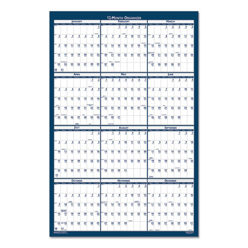 Recycled Poster Style Reversible/erasable Yearly Wall Calendar, 24 X 37, White/blue/gray Sheets, 12-month (jan To Dec): 2026 Recycled Poster Style Reversible/erasable Yearly Wall Calendar, 24 X 37, White/blue/gray Sheets, 12-month (jan To Dec): 2026