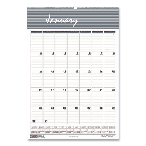 Bar Harbor Recycled Wirebound Monthly Wall Calendar, 15.5 X 22, White/blue/gray Sheets, 12-month (jan-dec): 2026 Bar Harbor Recycled Wirebound Monthly Wall Calendar, 15.5 X 22, White/blue/gray Sheets, 12-month (jan-dec): 2026