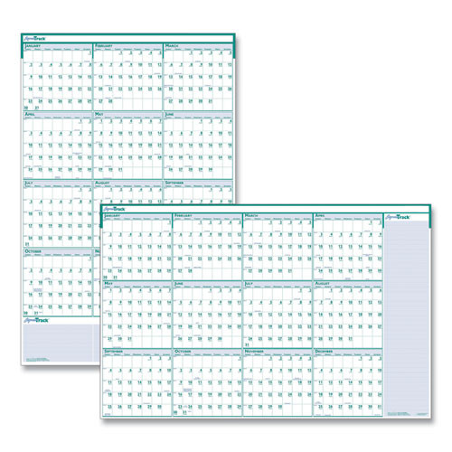 Express Track Recycled Reversible/erasable Yearly Wall Calendar, 24 X 37, White/teal Sheets, 12-month (jan To Dec): 2026 Express Track Recycled Reversible/erasable Yearly Wall Calendar, 24 X 37, White/teal Sheets, 12-month (jan To Dec): 2026