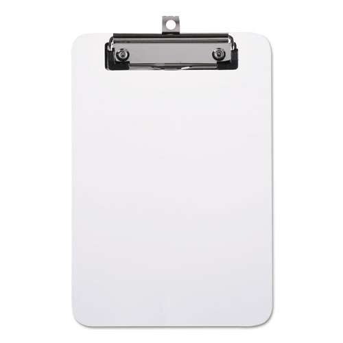 Plastic Clipboard With Low Profile Clip, 0.5" Clip Capacity, Holds 5 X 8 Sheets, Clear Plastic Clipboard With Low Profile Clip, 0.5" Clip Capacity, Holds 5 X 8 Sheets, Clear