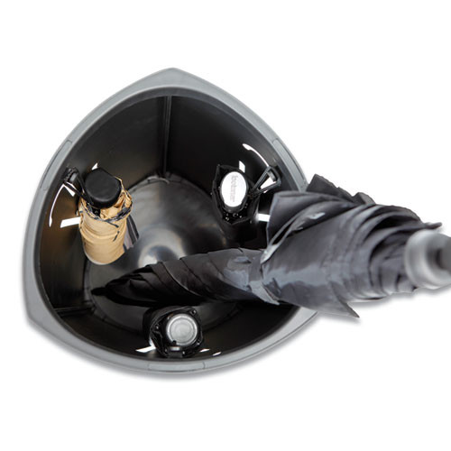 Triangular Umbrella Stand, Steel/plastic, 10.25w X 10.25d X 23.67h, Black Triangular Umbrella Stand, Steel/plastic, 10.25w X 10.25d X 23.67h, Black