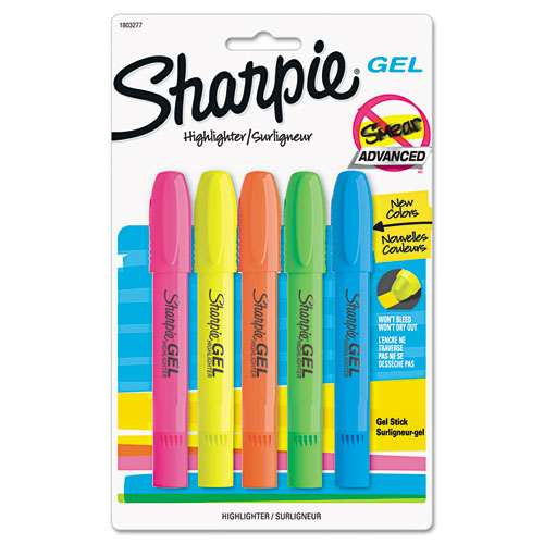 Gel Highlighters, Assorted Ink Colors, Bullet Tip, Assorted Barrel Colors, 5/set Gel Highlighters, Assorted Ink Colors, Bullet Tip, Assorted Barrel Colors, 5/set