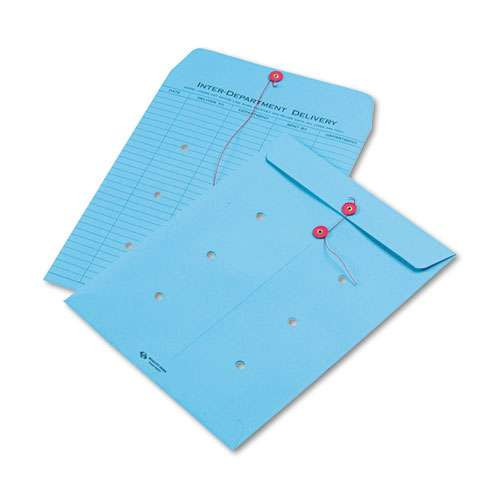 Colored Paper String And Button Interoffice Envelope, #97, One-sided Five-column Format, 10 X 13, Blue, 100/box Colored Paper String And Button Interoffice Envelope, #97, One-sided Five-column Format, 10 X 13, Blue, 100/box