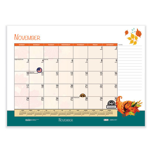 Recycled Desk Pad Calendar, Illustrated Seasons Artwork, 22 X 17, Black Binding/corners,12-month (jan To Dec): 2026 Recycled Desk Pad Calendar, Illustrated Seasons Artwork, 22 X 17, Black Binding/corners,12-month (jan To Dec): 2026