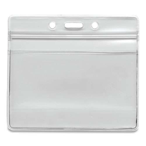Resealable Id Badge Holders, Horizontal, Frosted 4.13" X 3.75" Holder, 3.75" X 2.62" Insert, 50/pack