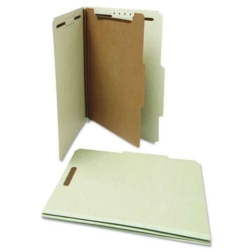 Four-section Pressboard Classification Folders, 1 Divider, Letter Size, Gray-green, 10/box Four-section Pressboard Classification Folders, 1 Divider, Letter Size, Gray-green, 10/box
