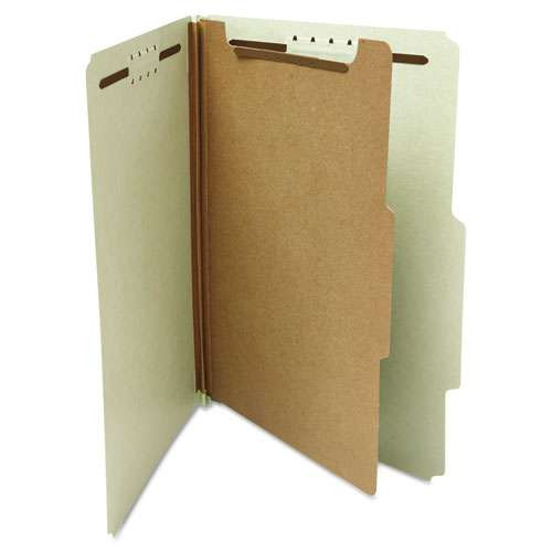 Four-section Pressboard Classification Folders, 1 Divider, Letter Size, Gray-green, 10/box Four-section Pressboard Classification Folders, 1 Divider, Letter Size, Gray-green, 10/box