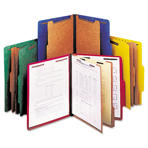 Bright Colored Pressboard Classification Folders, 2 Dividers, Legal Size, Emerald Green, 10/box