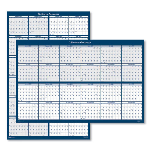 Reversible/erasable Two-year Wall Calendar, 24 X 37, Light Blue/blue/white Sheets, 24-month: Jan 2025 To Dec 2026 Reversible/erasable Two-year Wall Calendar, 24 X 37, Light Blue/blue/white Sheets, 24-month: Jan 2025 To Dec 2026