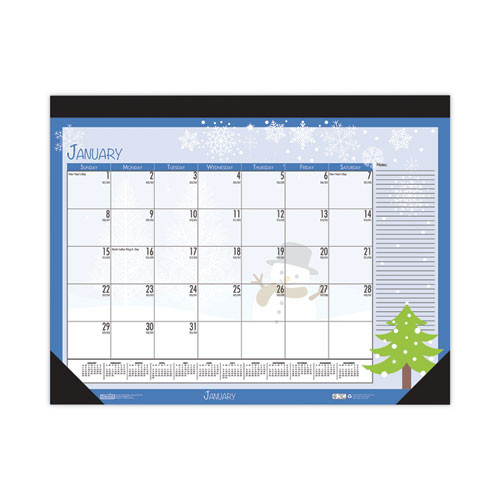 Recycled Desk Pad Calendar, Illustrated Seasons Artwork, 18.5 X 13, Black Binding/corners,12-month (jan To Dec): 2025 Recycled Desk Pad Calendar, Illustrated Seasons Artwork, 18.5 X 13, Black Binding/corners,12-month (jan To Dec): 2025