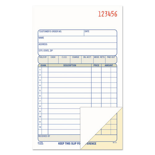 Two-part Sales Book, Two-part Carbon, 6.69 X 4.19, 1/page, 50 Forms