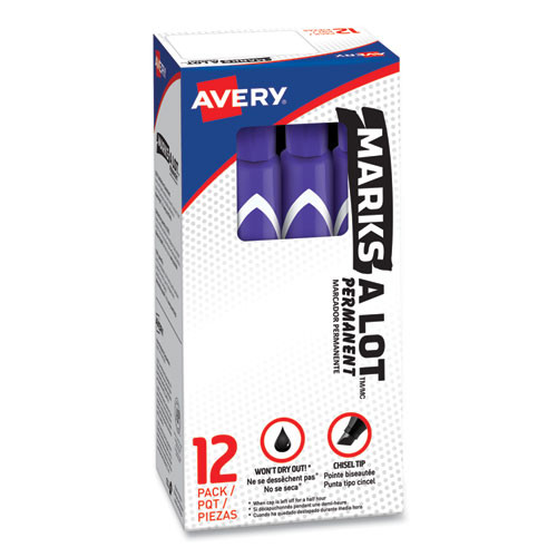 Marks A Lot Large Desk-style Permanent Marker, Broad Chisel Tip, Purple, Dozen (8884) Marks A Lot Large Desk-style Permanent Marker, Broad Chisel Tip, Purple, Dozen (8884)