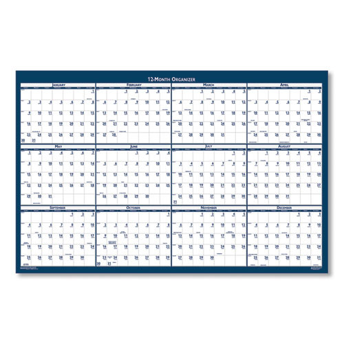 Recycled Poster Style Reversible/erasable Yearly Wall Calendar, 18 X 24, White/blue/gray Sheets, 12-month (jan To Dec): 2026 Recycled Poster Style Reversible/erasable Yearly Wall Calendar, 18 X 24, White/blue/gray Sheets, 12-month (jan To Dec): 2026