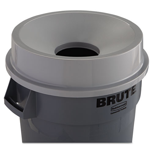 Round Brute Funnel Top Receptacle, 22.38w X 5h, Gray