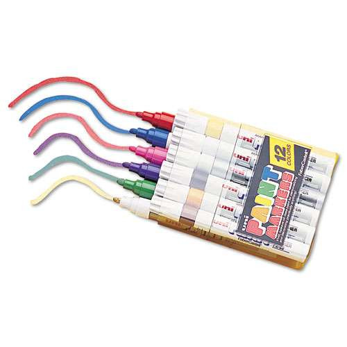 Permanent Marker, Fine Bullet Tip, Assorted Colors, 12/set