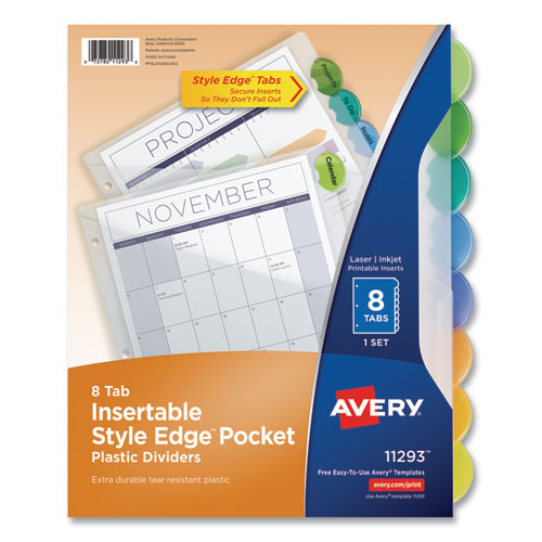 Insertable Style Edge Tab Plastic 1-pocket Dividers, 8-tab, 11.25 X 9.25, Translucent, 1 Set Insertable Style Edge Tab Plastic 1-pocket Dividers, 8-tab, 11.25 X 9.25, Translucent, 1 Set