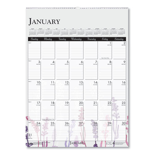 Recycled Wild Flower Wall Calendar, Wild Flowers Artwork, 15 X 12, White/multicolor Sheets, 12-month (jan To Dec): 2025 Recycled Wild Flower Wall Calendar, Wild Flowers Artwork, 15 X 12, White/multicolor Sheets, 12-month (jan To Dec): 2025