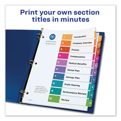 Customizable Toc Ready Index Multicolor Dividers, 10-tab, Letter, 24 Sets