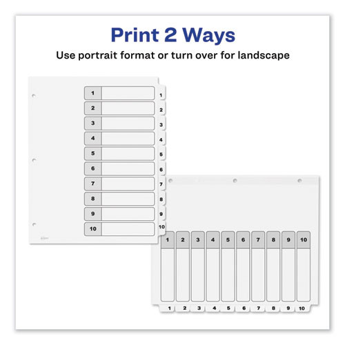 Customizable Toc Ready Index Black And White Dividers, 10-tab, Letter