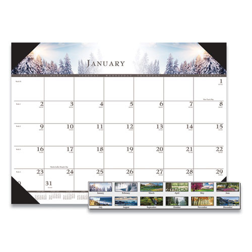 Recycled Full-color Monthly Desk Pad Calendar, Nature Photography, 22 X 17, Black Binding/corners,12-month (jan To Dec): 2025 Recycled Full-color Monthly Desk Pad Calendar, Nature Photography, 22 X 17, Black Binding/corners,12-month (jan To Dec): 2025