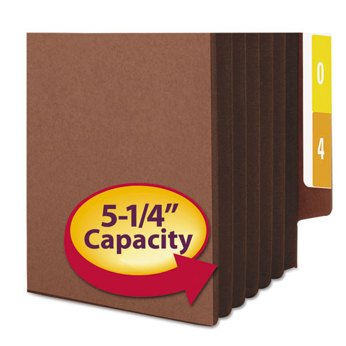 Redrope Drop-front End Tab File Pockets With Fully Lined Colored Gussets, 5.25" Expansion, Legal, Redrope/dark Brown, 10/box