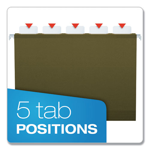 Ready-tab Reinforced Hanging File Folders, Letter Size, 1/5-cut Tab, Standard Green, 25/box